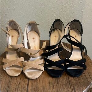 Boston Proper Women's Strappy Heels - Black and Tan